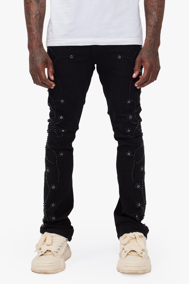 Dat Jet Black Stacked Jeans - Valabasas