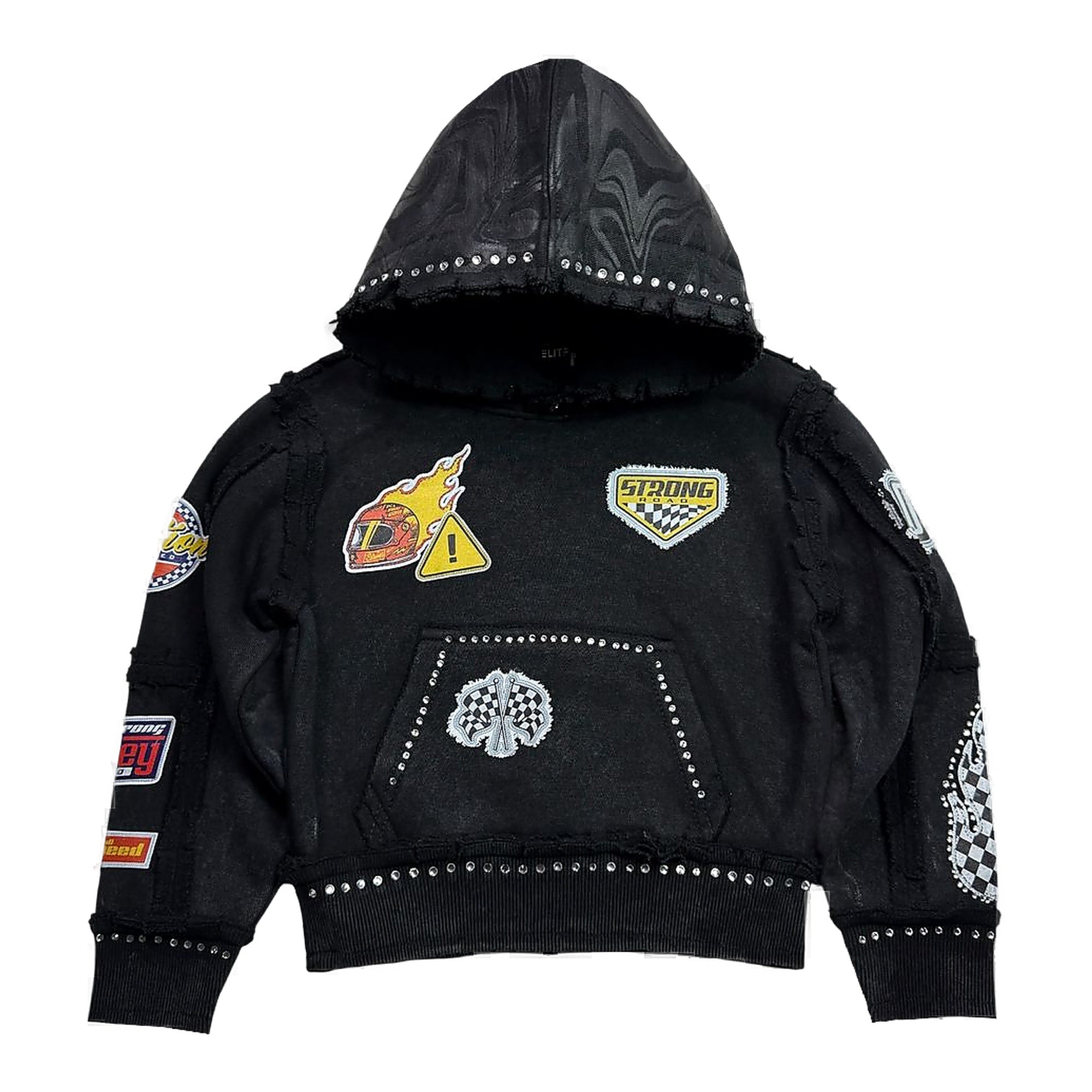 Elite Premium Youth Strong Rhinestone Hoodie - Black