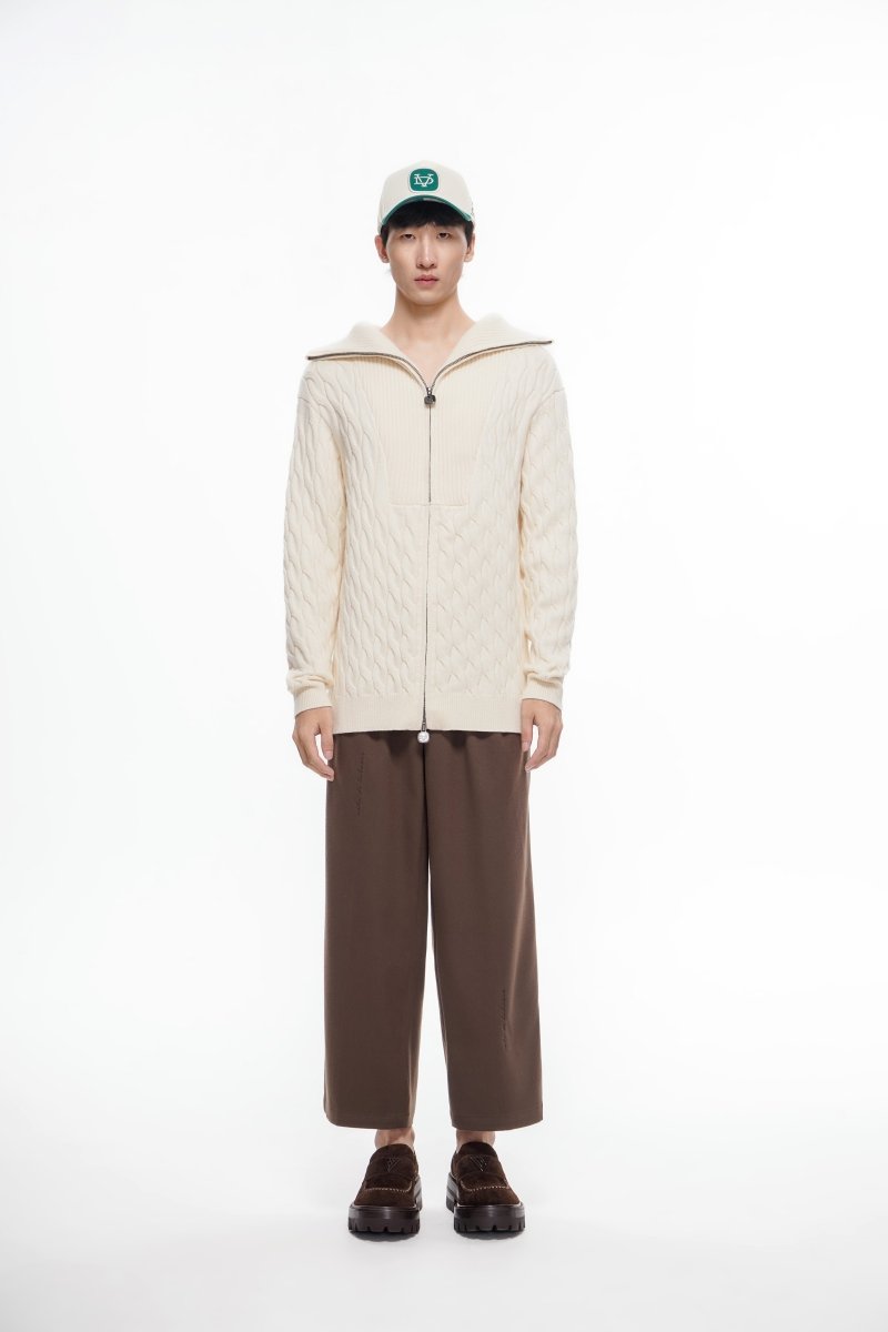 Domus Cable Knit Jacket – Wheat (Cashmere Blend) - Valabasas