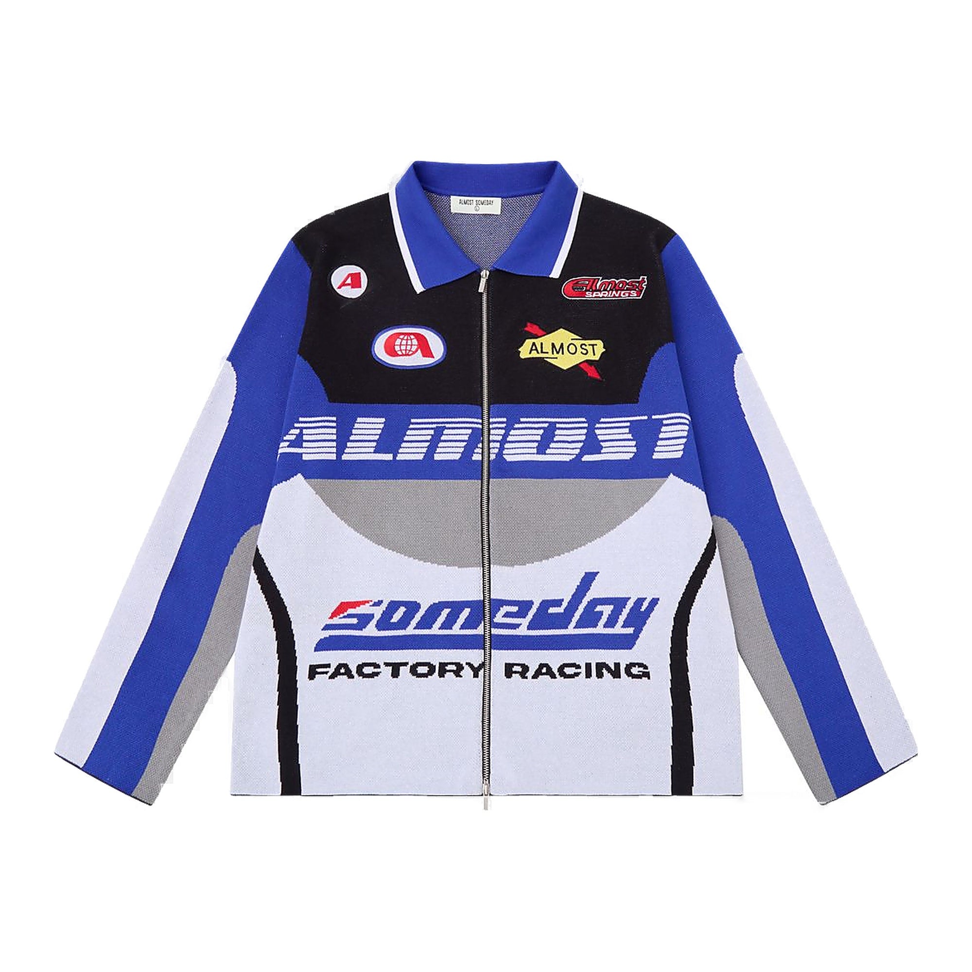 Almost Someday Moto Knit Jacket - Blue