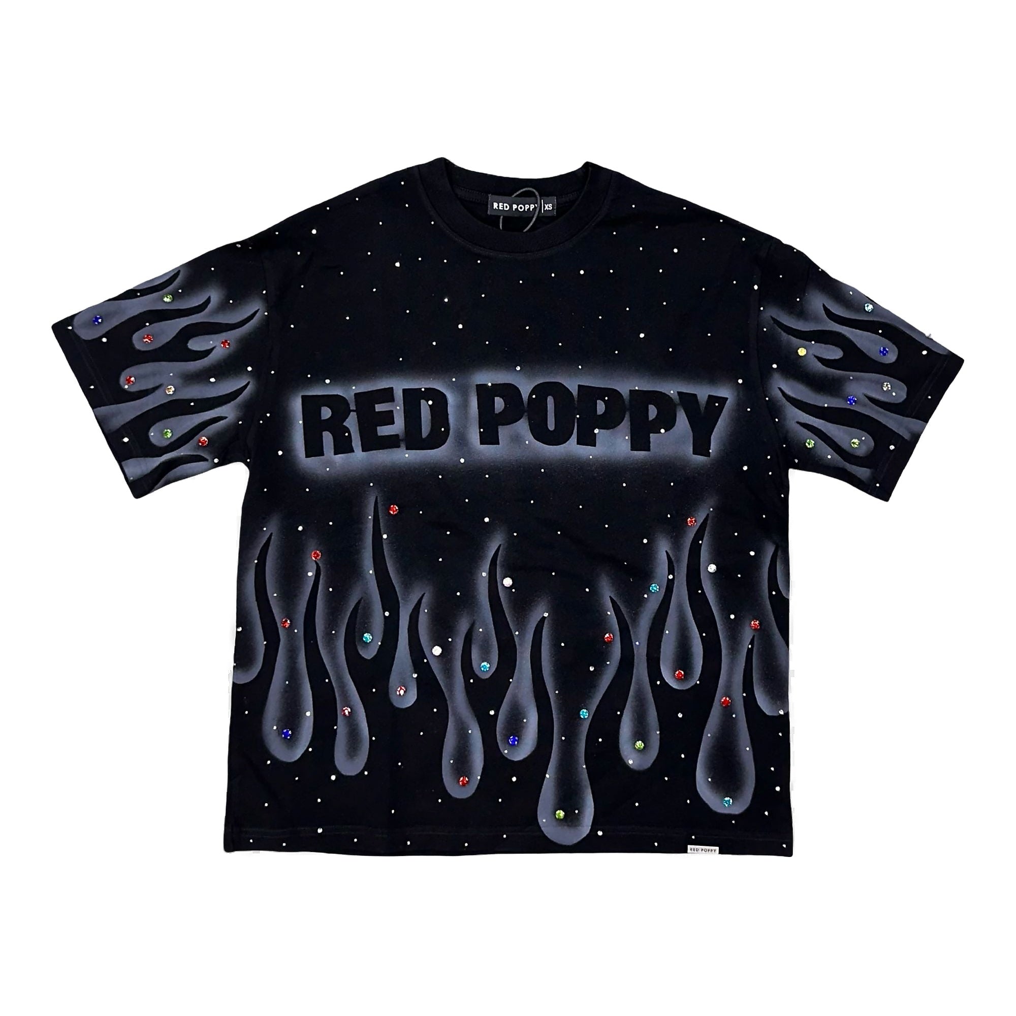 Red Poppy Men's Black T-Shirt