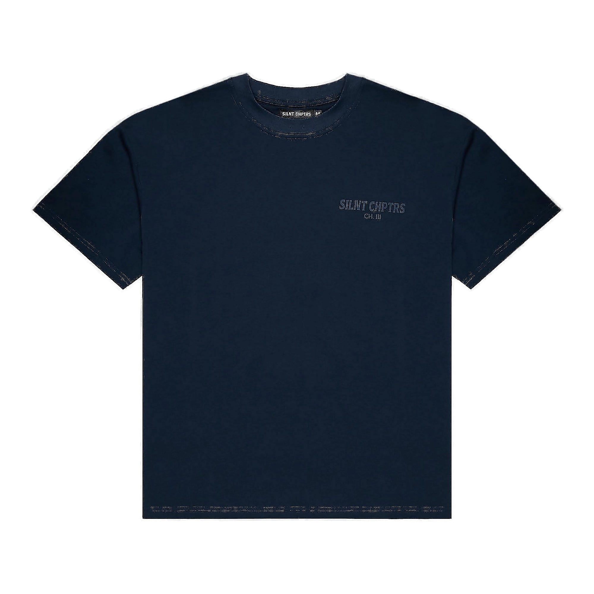 Silnt Chptrs Present-day Embossed Logo Tee - Boxy Fit Navy