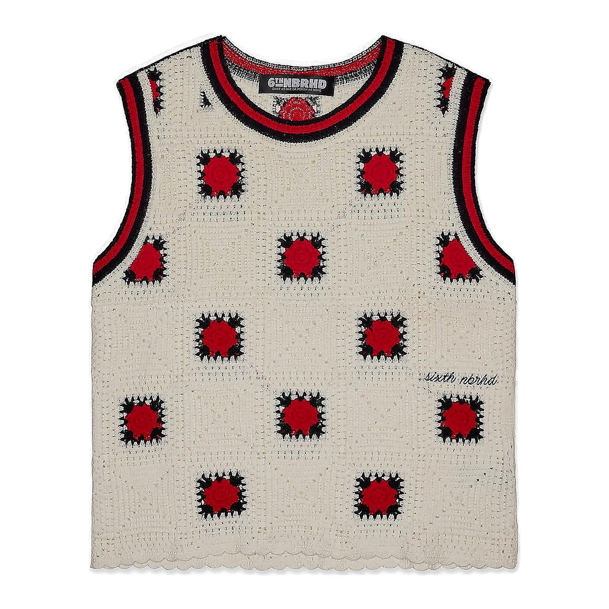 6th Nbrhd Antalia Tank Top - Crocheted White - Black