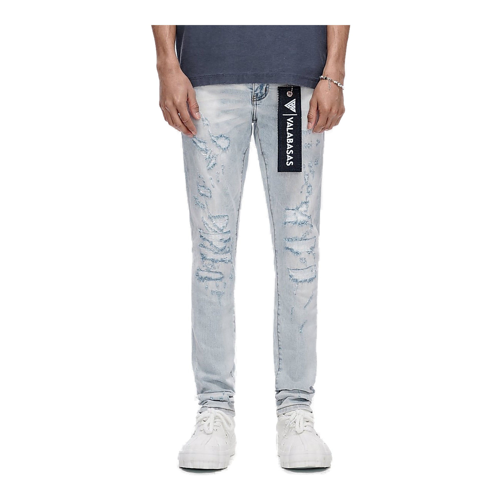 Valabasas Distressed Skinny Jeans - Light Wash