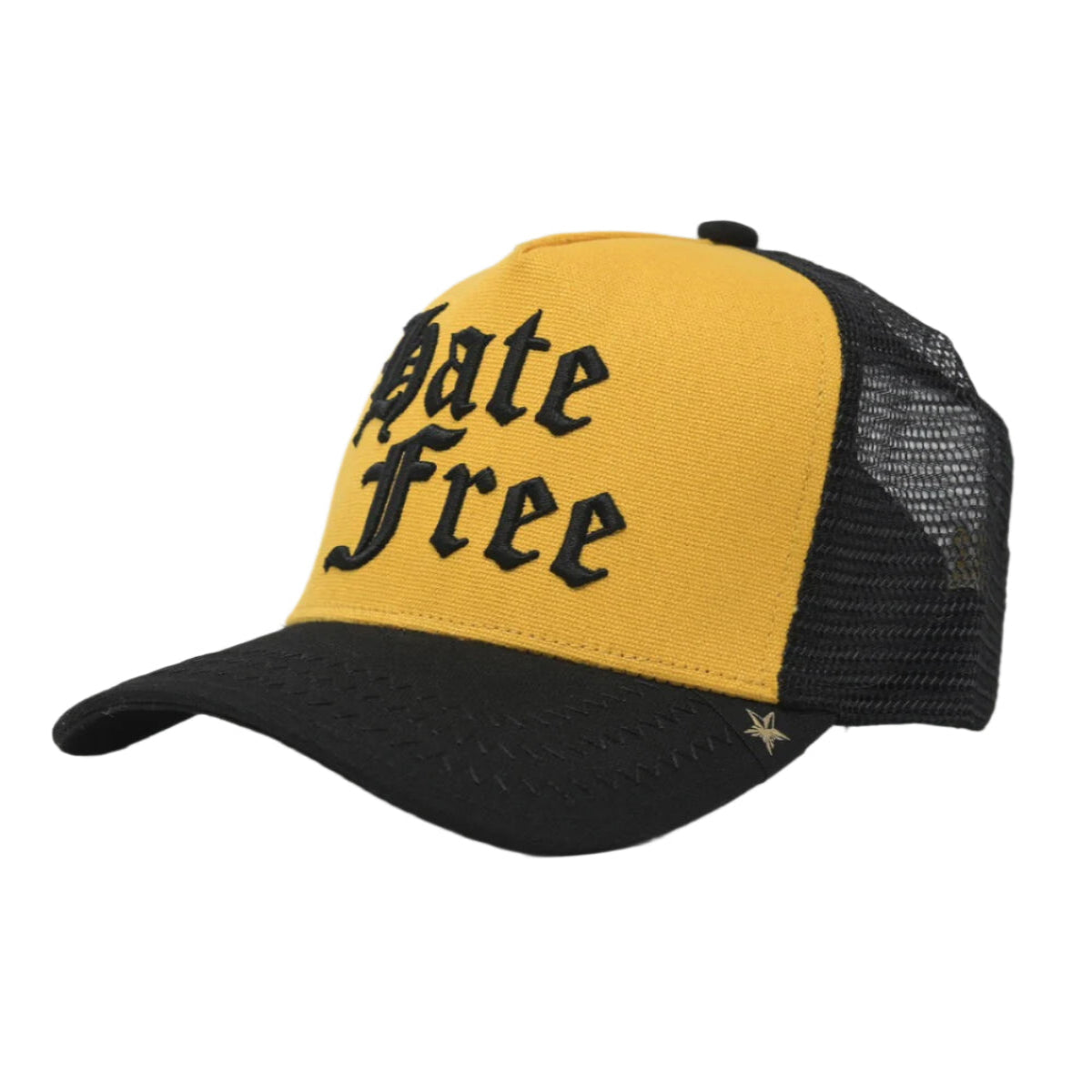 Gold Star Hate Free Trucker Hat - Yellow