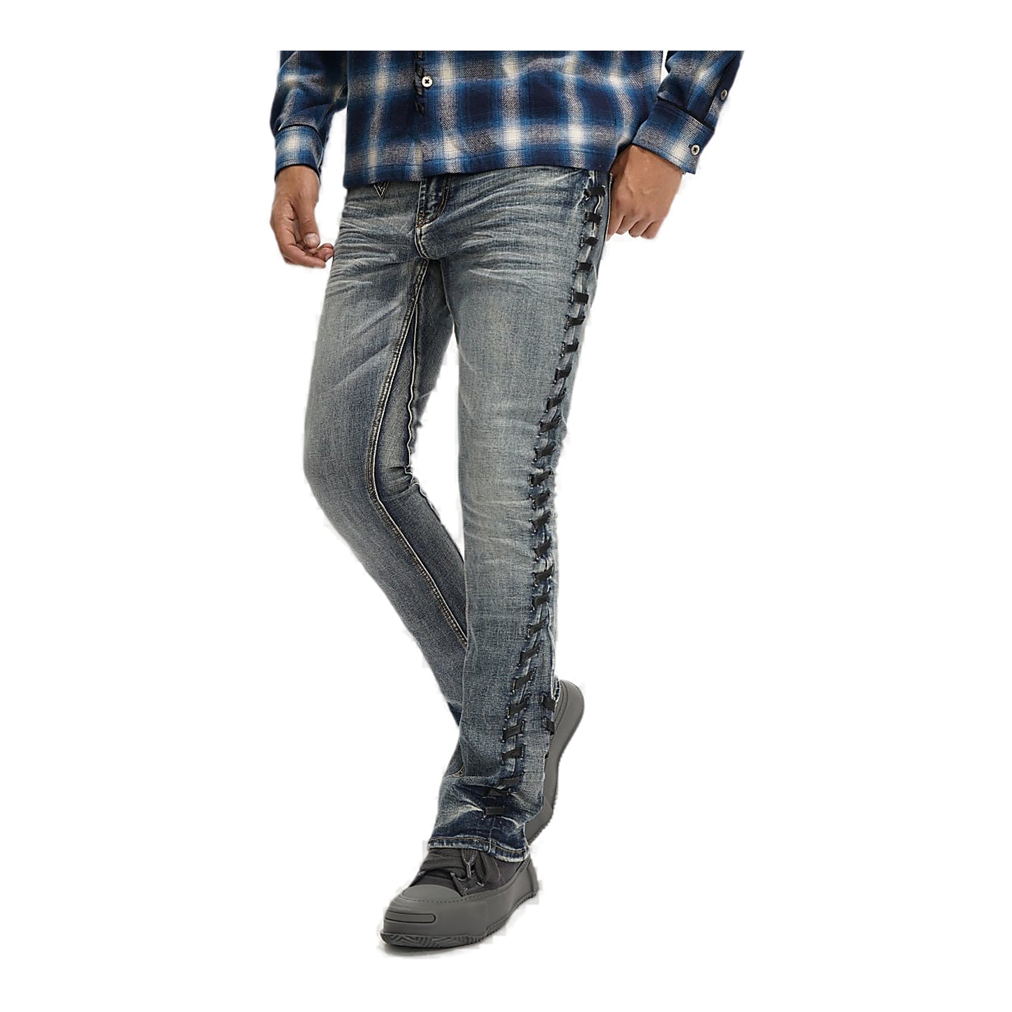 Valabasas Ripcord Jeans - Lace-Up Detailing Blue Washed