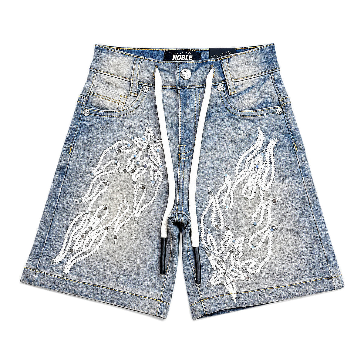 Noble Shooting Stars Kids Shorts - Embroidered Multi