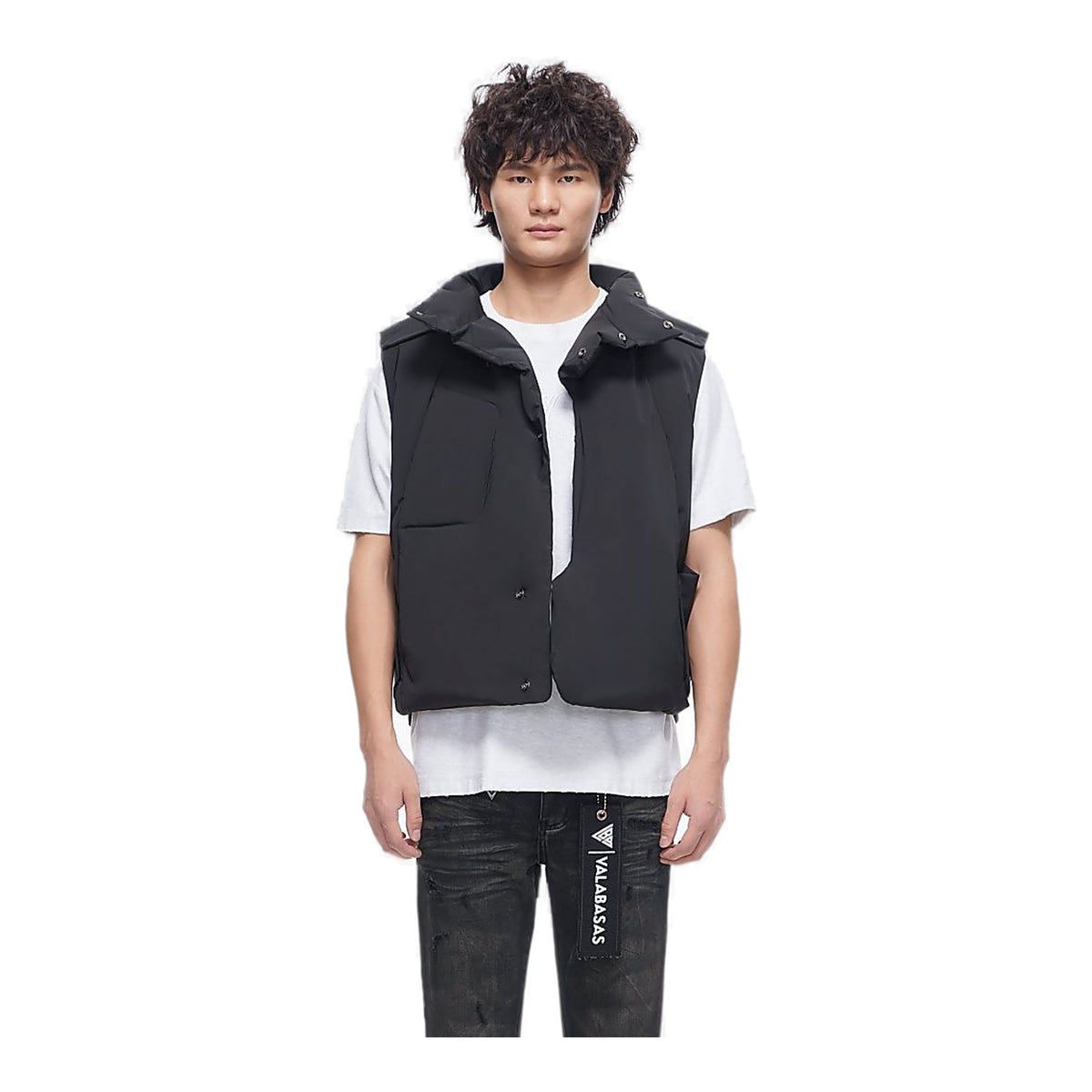 Valabasas Tucked Vest - High Neck Black