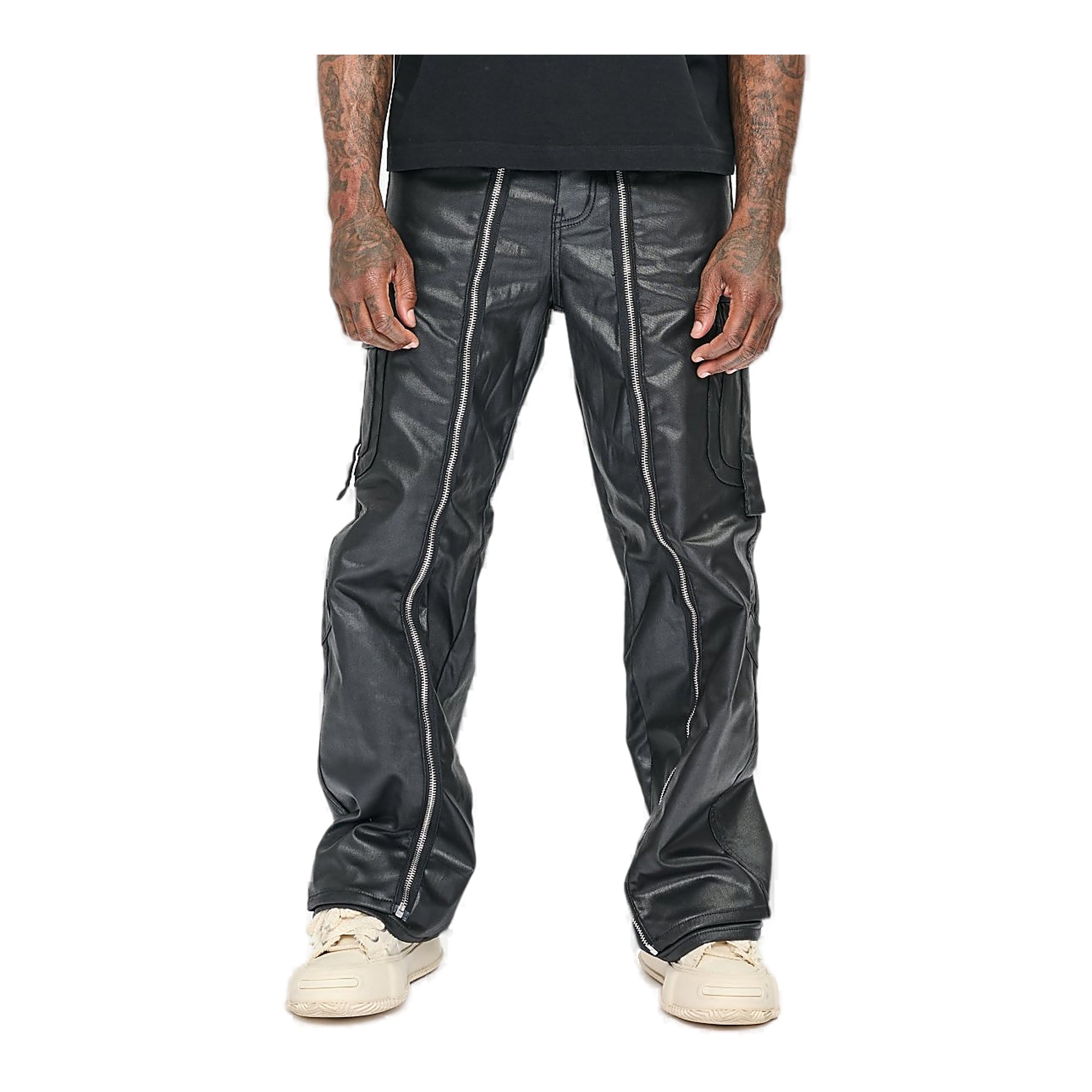 Valabasas Zipper Jeans - Cargo Style Black Waxed