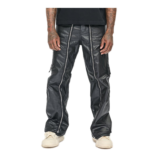 パンツ goar.archive black zipper waist denim Valabasas Zipper Jeans - Cargo Style Black Waxed