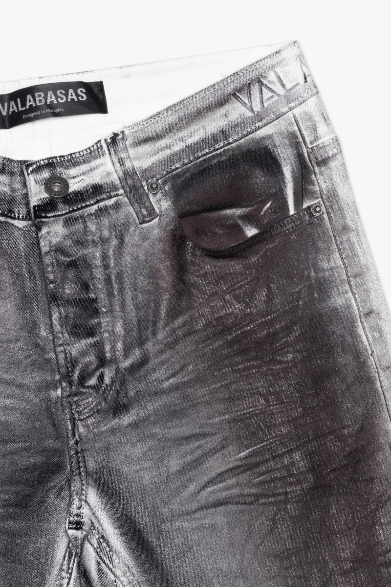 Fax Waxed Stacked Denim Red White Dirty waxed - Valabasas