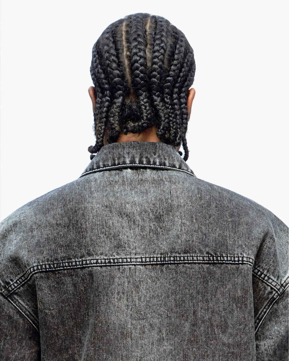 Frostscale Denim Short Sleeve Zip Up Grey Wash - Valabasas