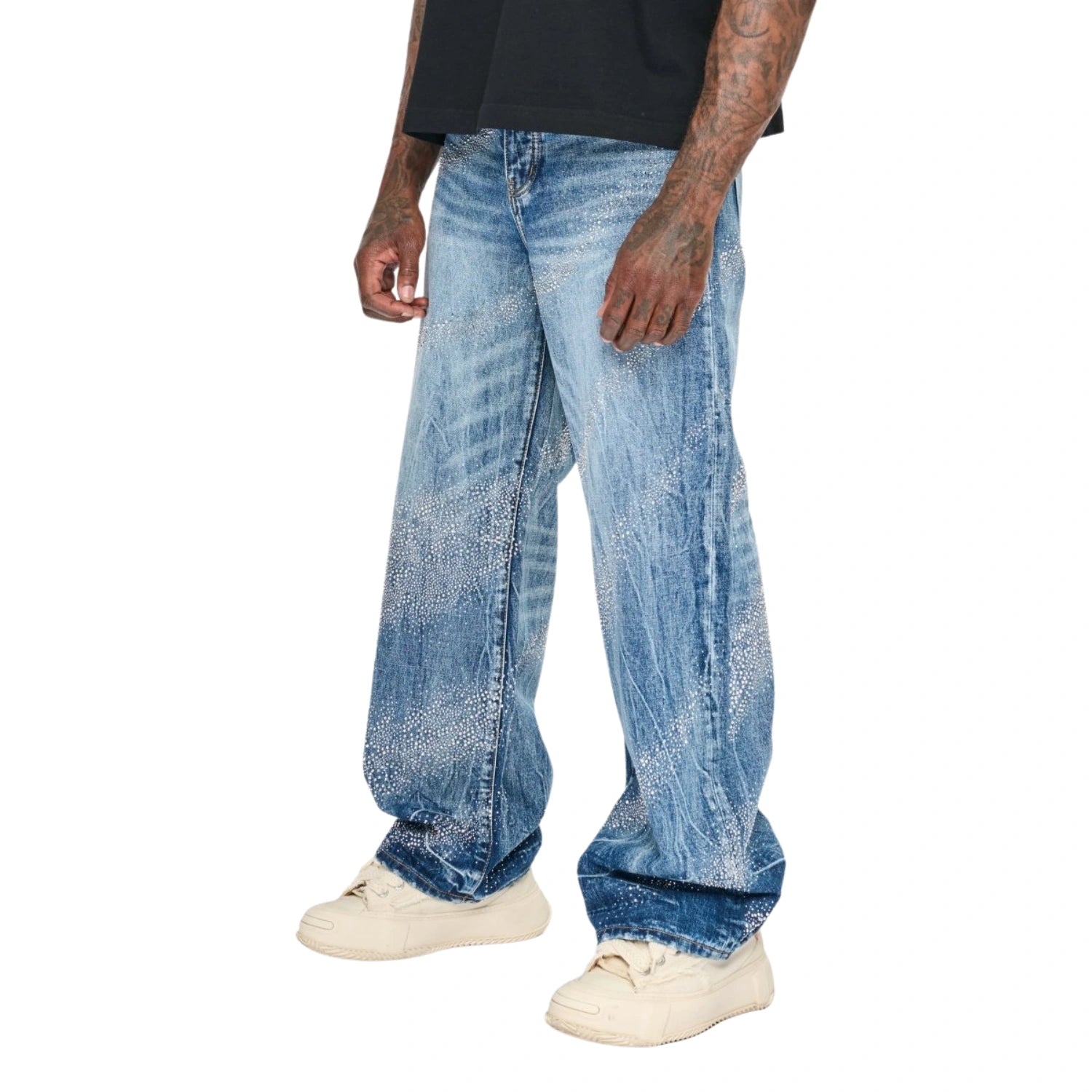 Valabasas Sape Wash Baggy Jeans - Distressed Denim