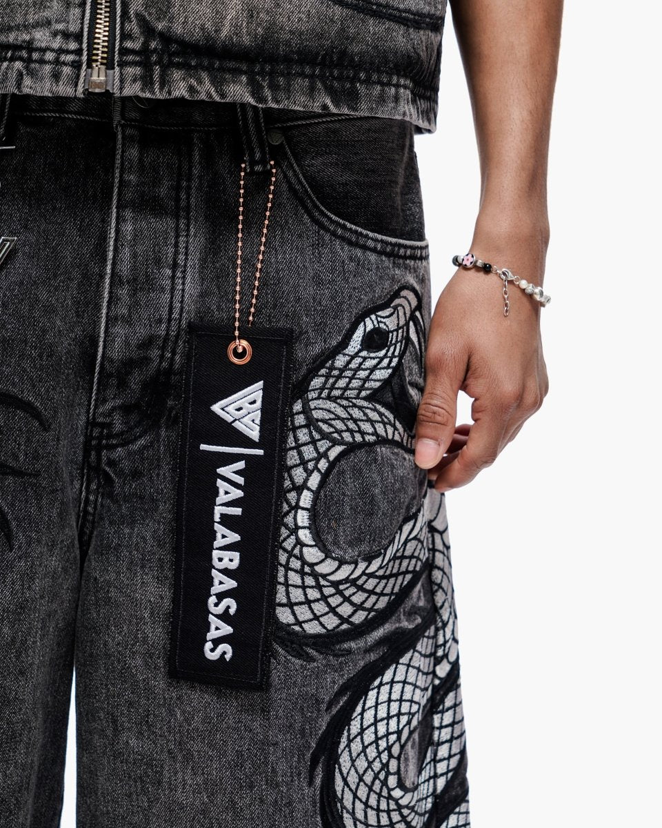 Glacier Coil Baggy Jorts Grey Wash - Valabasas