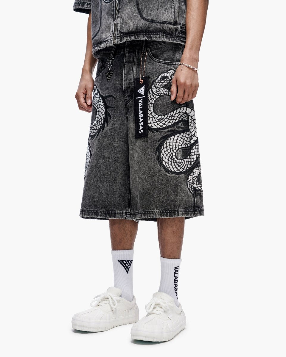 Glacier Coil Baggy Jorts Grey Wash - Valabasas