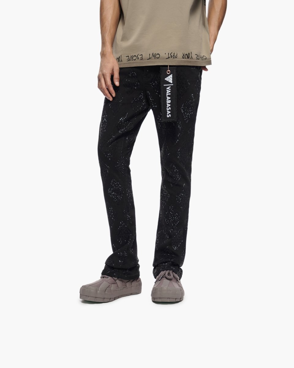 Glim Stacked Flare Jeans Black - Valabasas