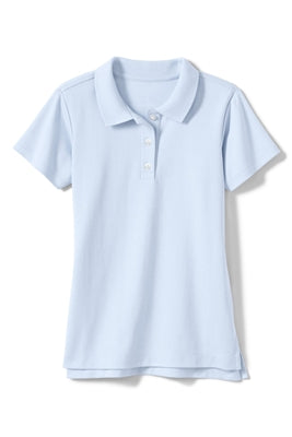 XBE-Girls Short Sleeve Jersey Knit Polo in Light Blue