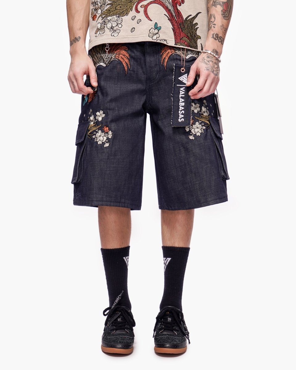 Graviku Baggy Cargo Jorts Indigo - Valabasas