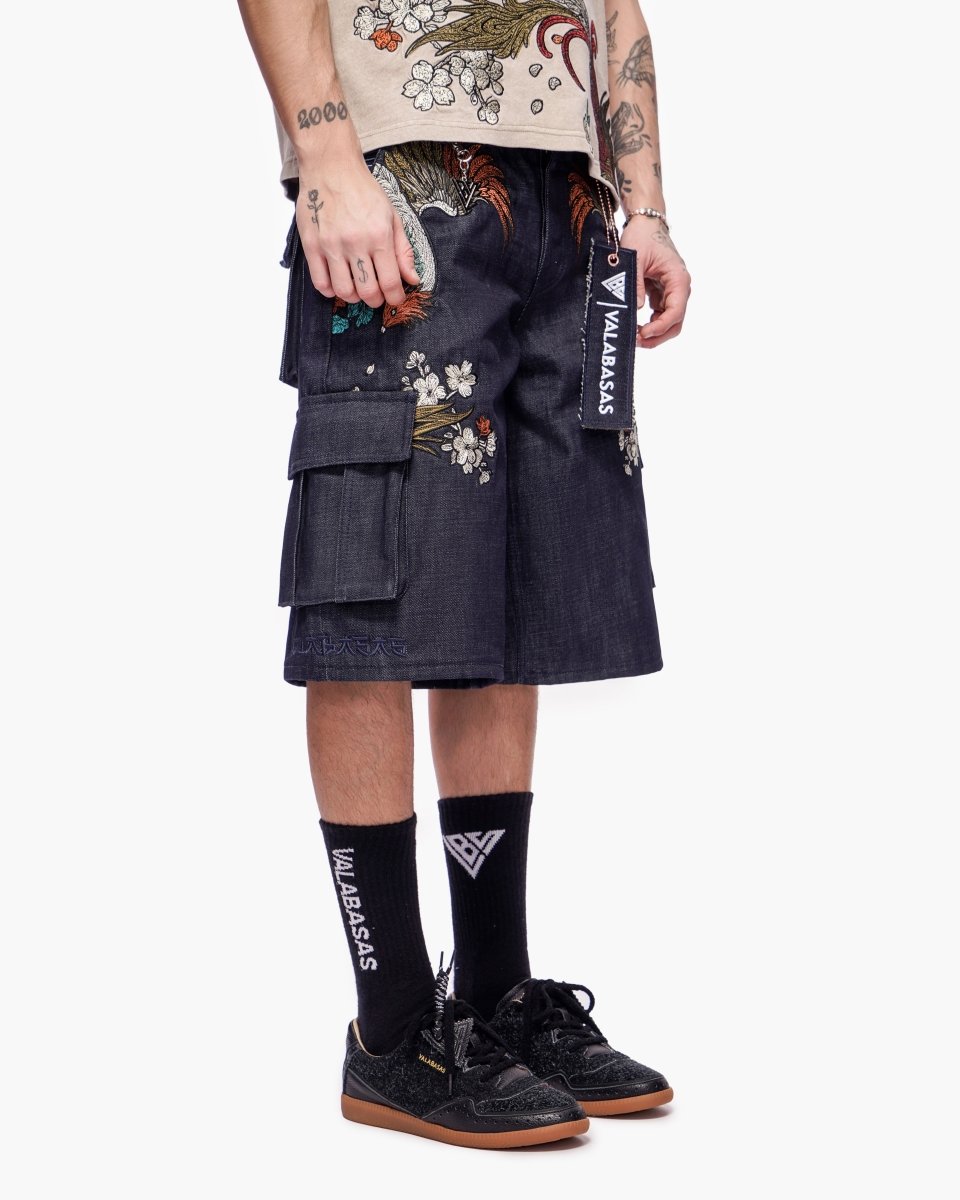 Graviku Baggy Cargo Jorts Indigo - Valabasas