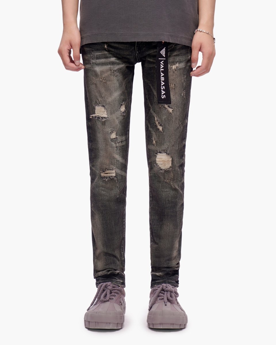 Haste Black Grey Wash Skinny Jeans - Valabasas