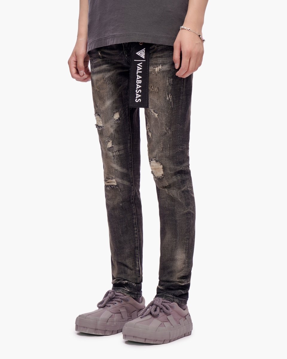 Haste Black Grey Wash Skinny Jeans - Valabasas
