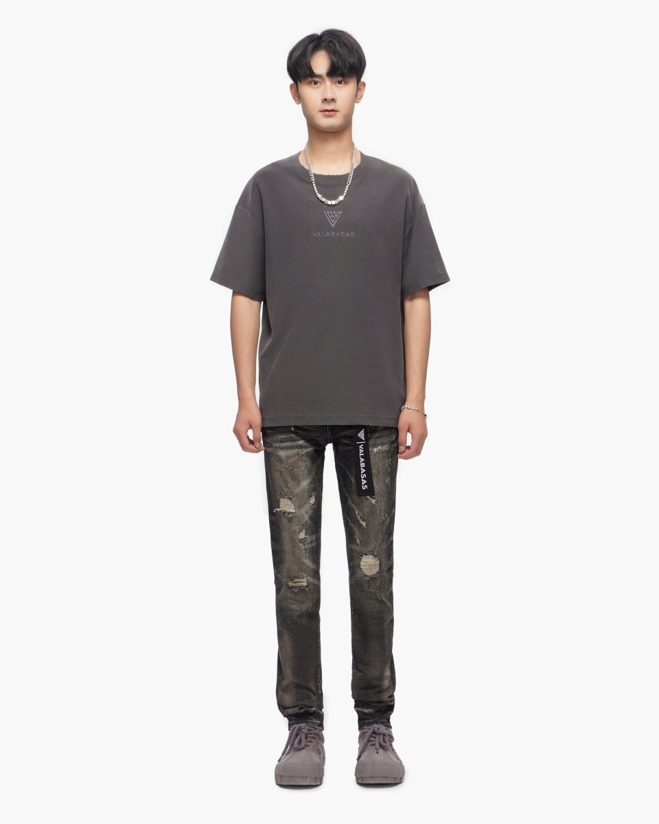 Haste Black Grey Wash Skinny Jeans - Valabasas