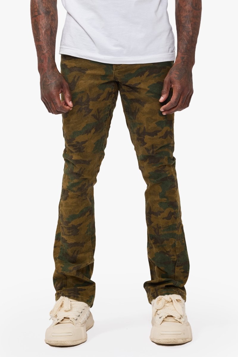 Hazard Dark Foilage Green Stacked Jeans - Valabasas