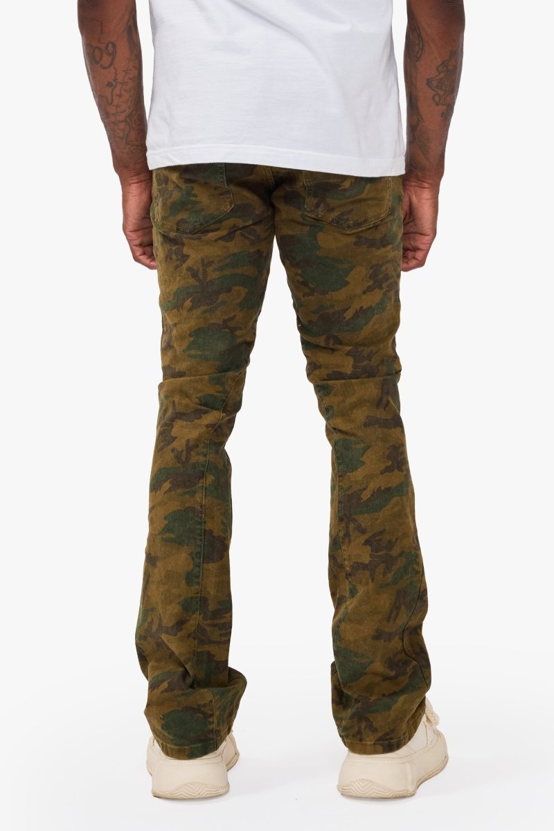 Hazard Dark Foilage Green Stacked Jeans - Valabasas