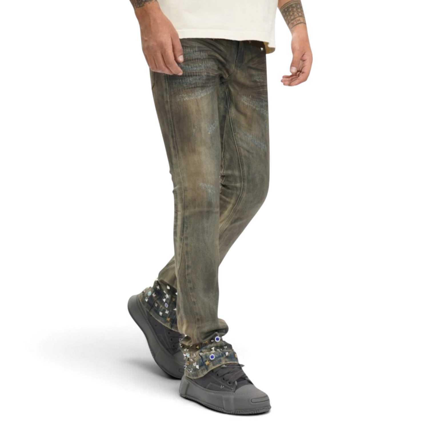 Valabasas Ion Jeans II - Studded Hem Lt.dt.vin. Wash Wax