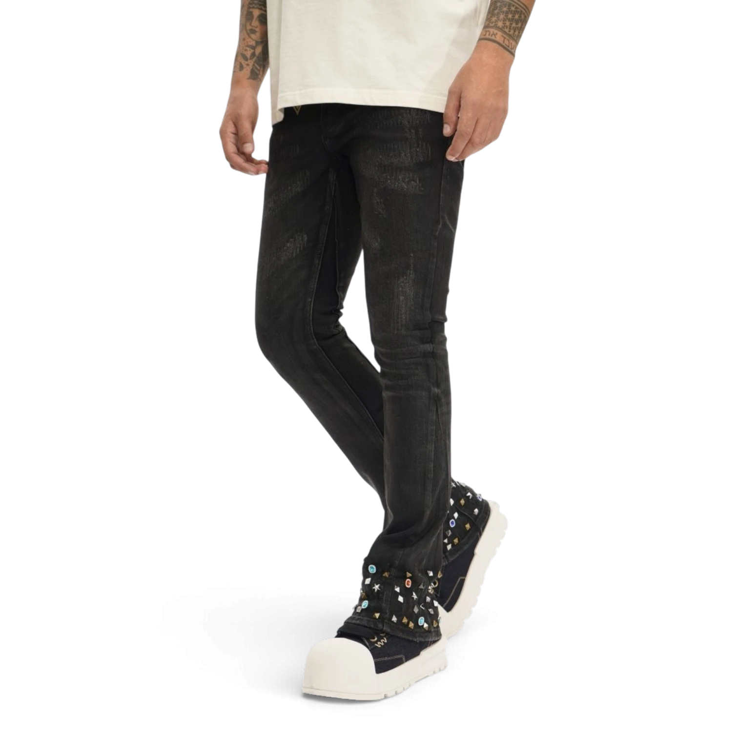 Valabasas Ion Jeans - Stacked Slim Fit Grey Washed Waxed