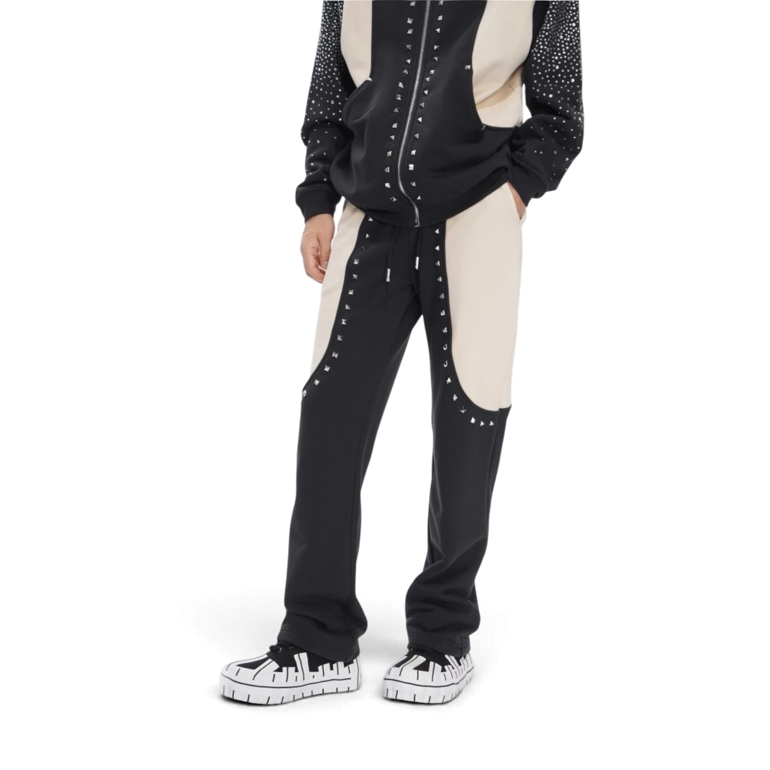 Valabasas Studded Sweatpants - Contrast Panel Black