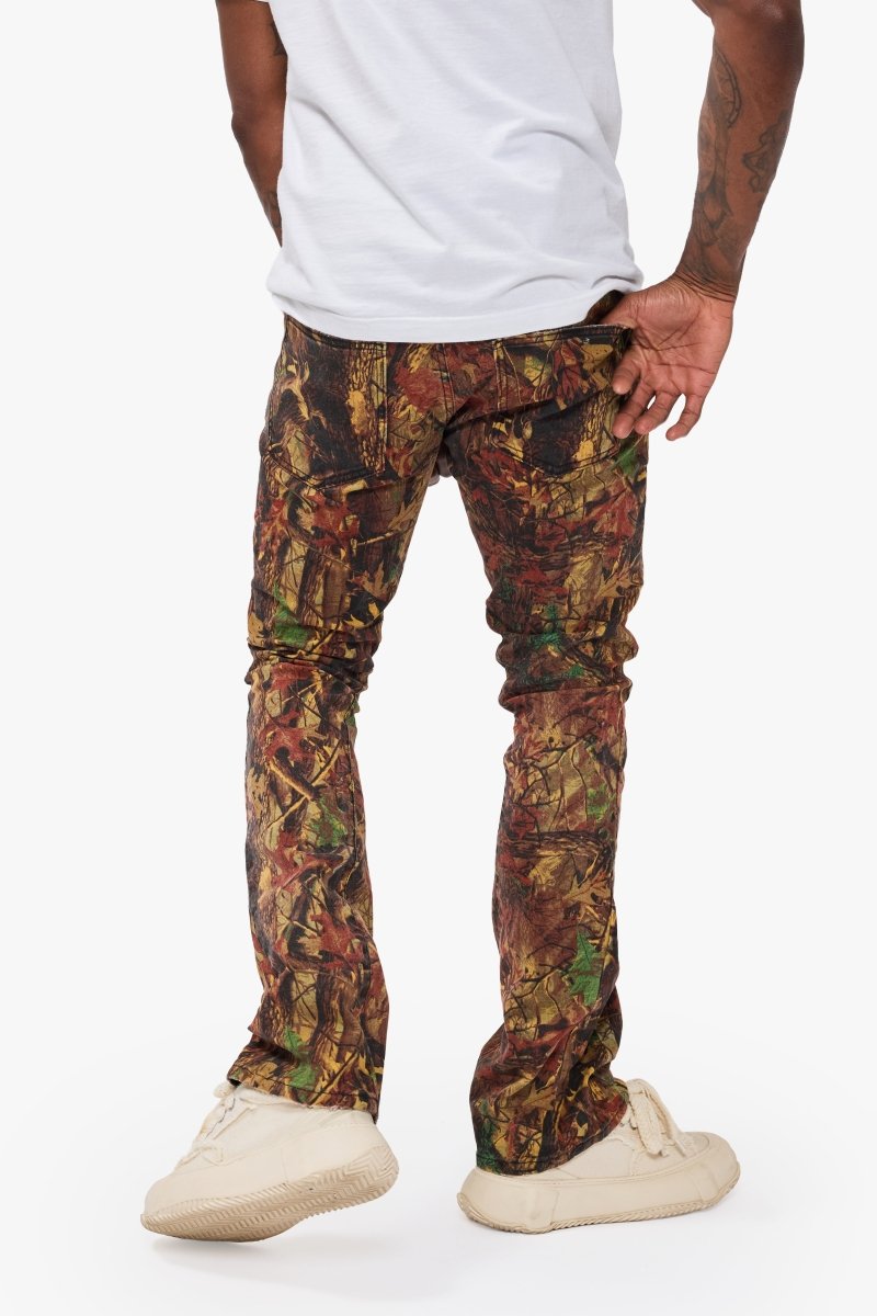 Hazard Leaf Camo Stacked Jeans - Valabasas