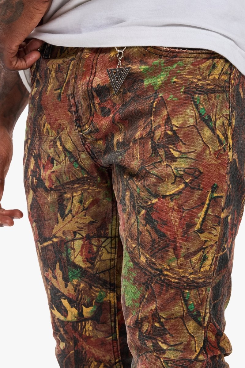 Hazard Leaf Camo Stacked Jeans - Valabasas