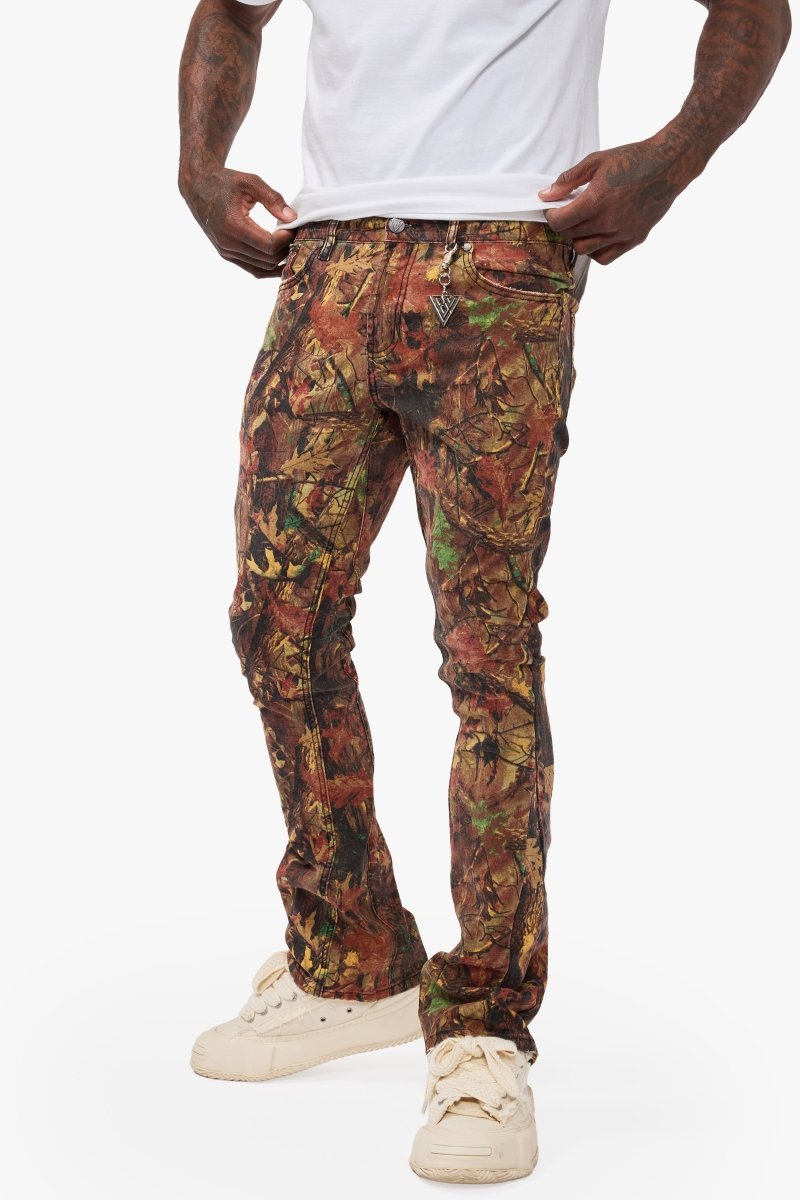 Hazard Leaf Camo Stacked Jeans - Valabasas