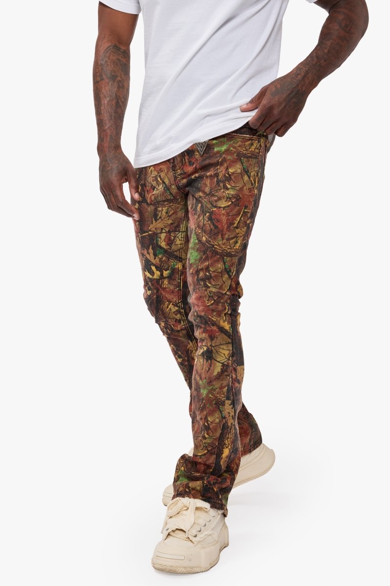 Hazard Leaf Camo Stacked Jeans - Valabasas