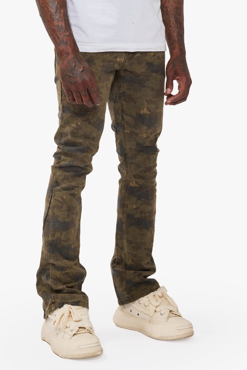 Hazard Moss Green Stacked Jeans - Valabasas