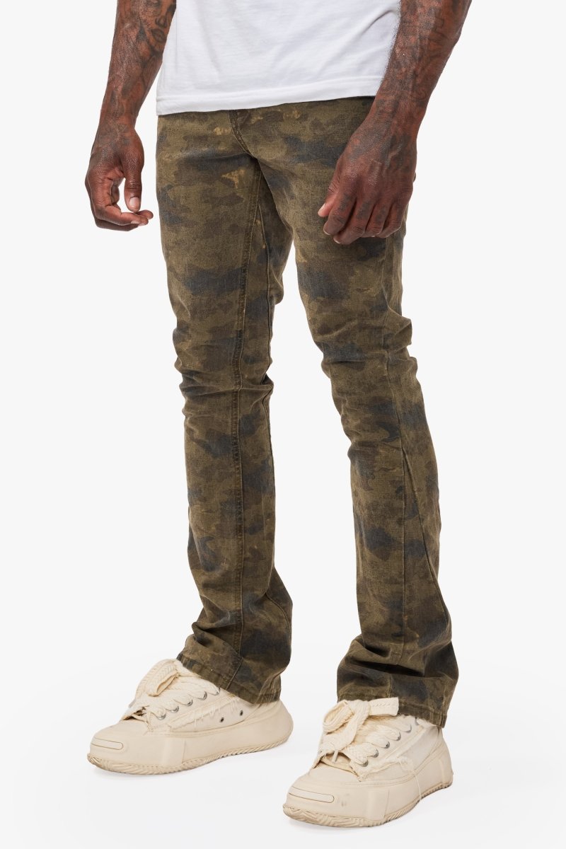 Hazard Moss Green Stacked Jeans - Valabasas