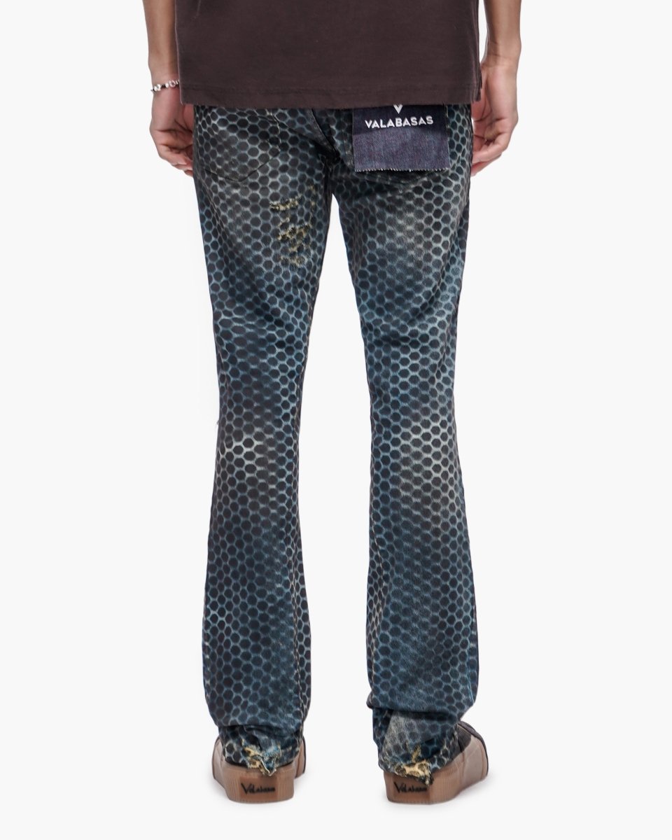 Hex Vintage Blue Black Stacked Jeans - Valabasas