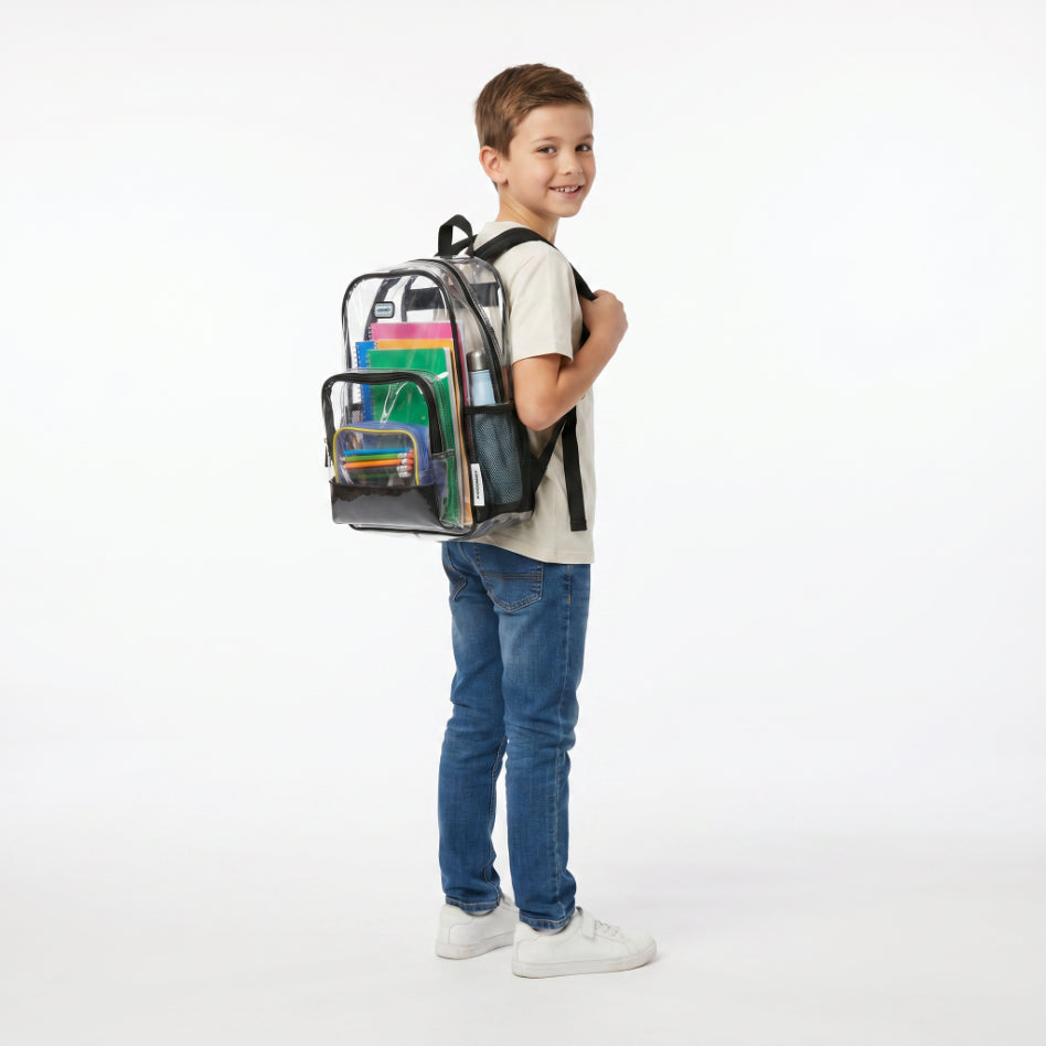 Heavy-Duty Clear Backpack - Stadium Approved Transparent School Bookbag