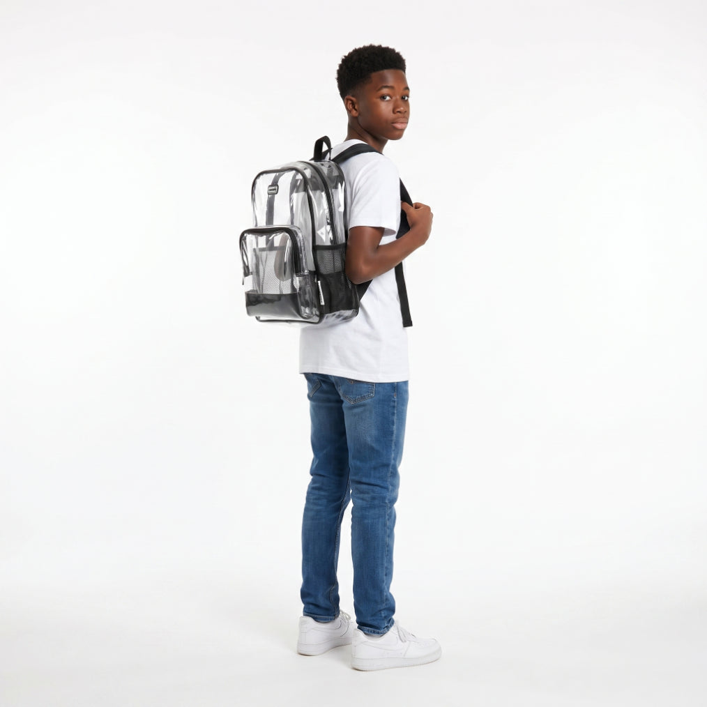 Heavy-Duty Clear Backpack - Stadium Approved Transparent School Bookbag