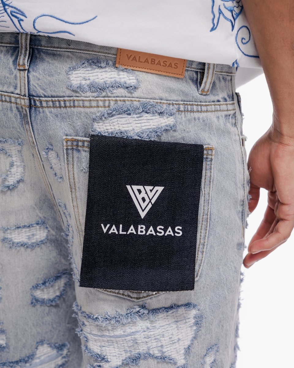 Incise Shorts Light Blue Wash - Valabasas
