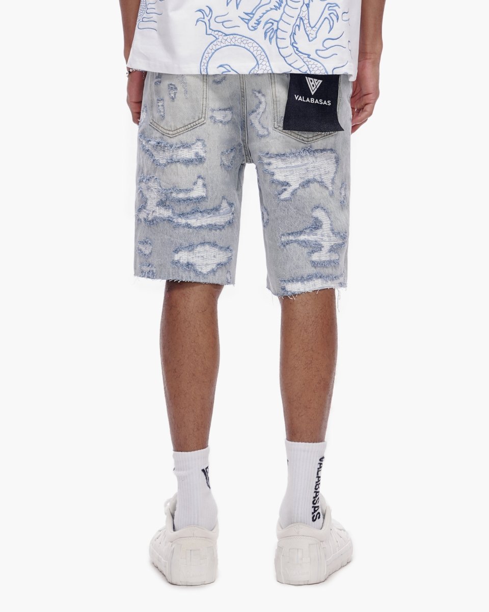 Incise Shorts Light Blue Wash - Valabasas