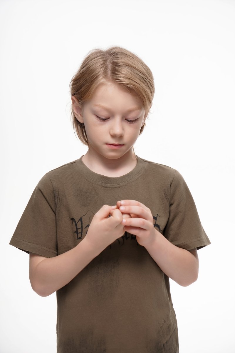 Inked Elegance Kids Tee Vintage Khaki - Valabasas