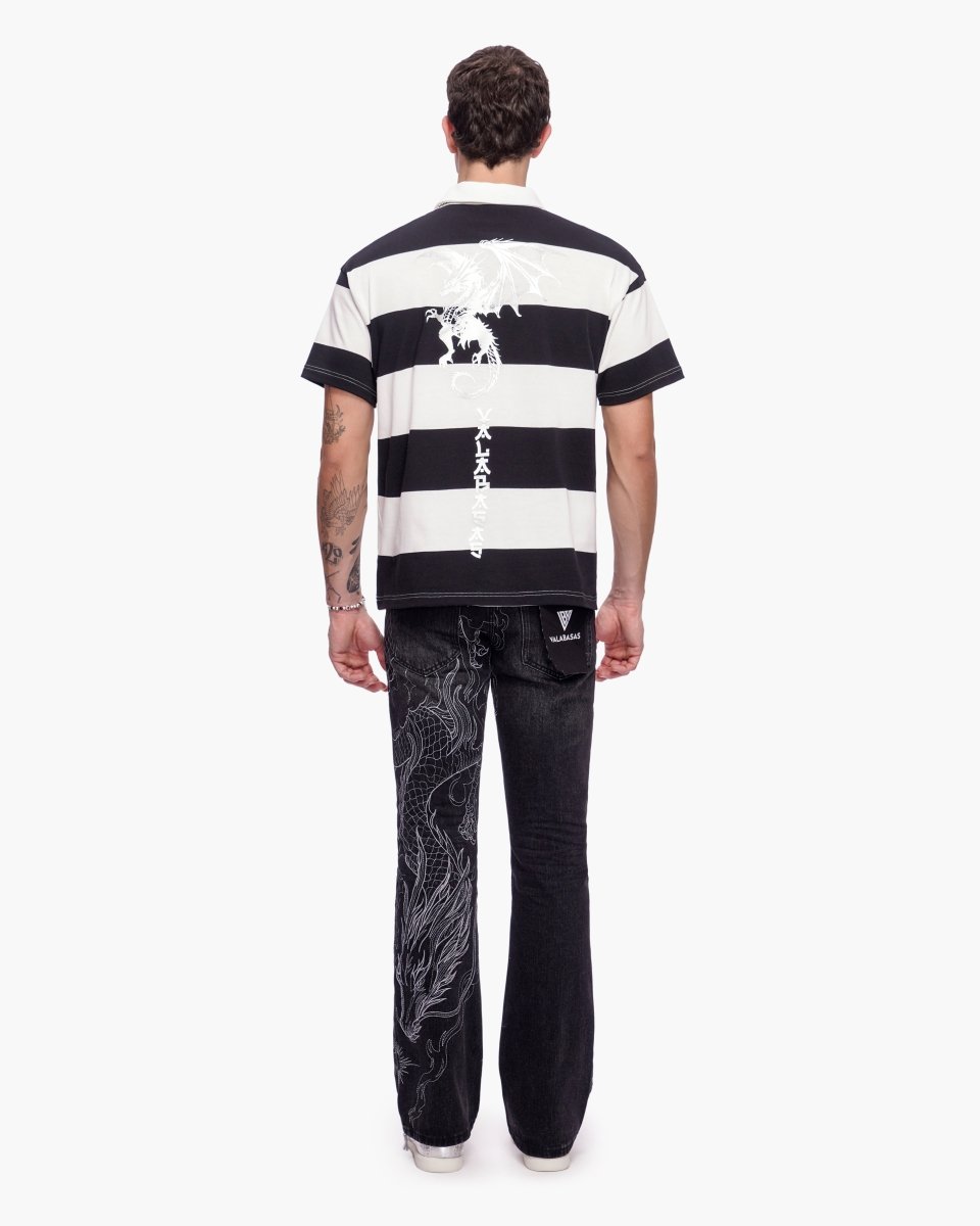 Kaiju Collar Shirt Black White Silver - Valabasas