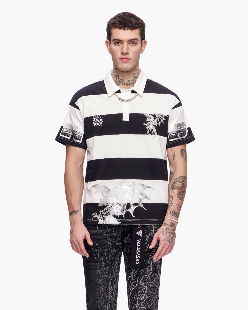 Kaiju Collar Shirt Black White Silver - Valabasas