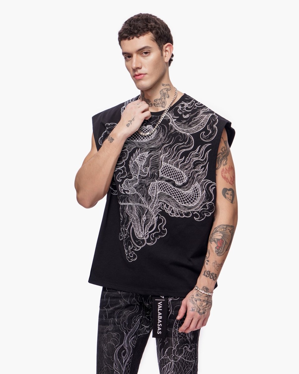 Kaito Cut-Off Tee Black - Valabasas