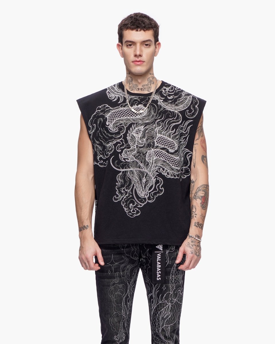 Kaito Cut-Off Tee Black - Valabasas