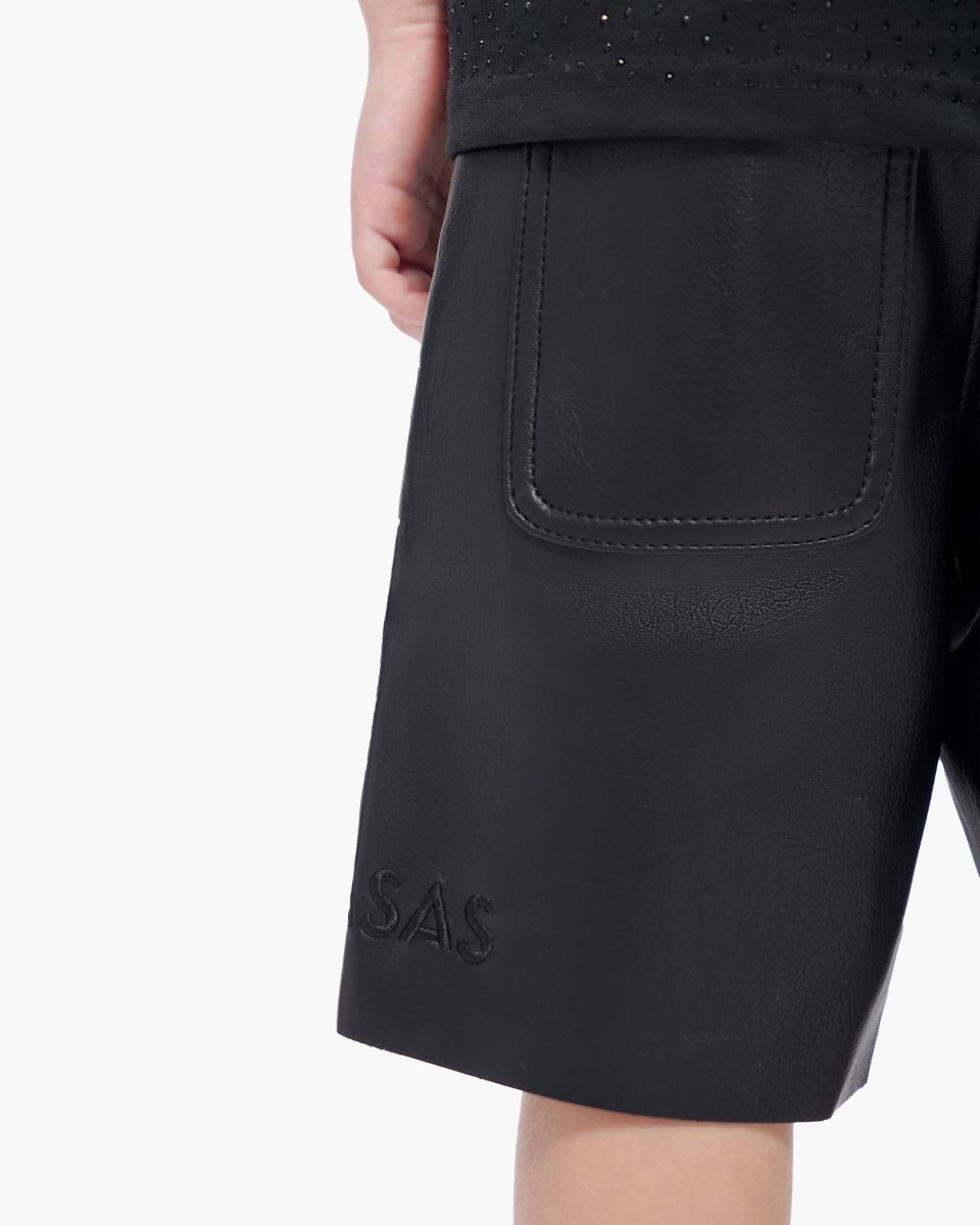 Kids Jr.Shorts Black Leather - Valabasas