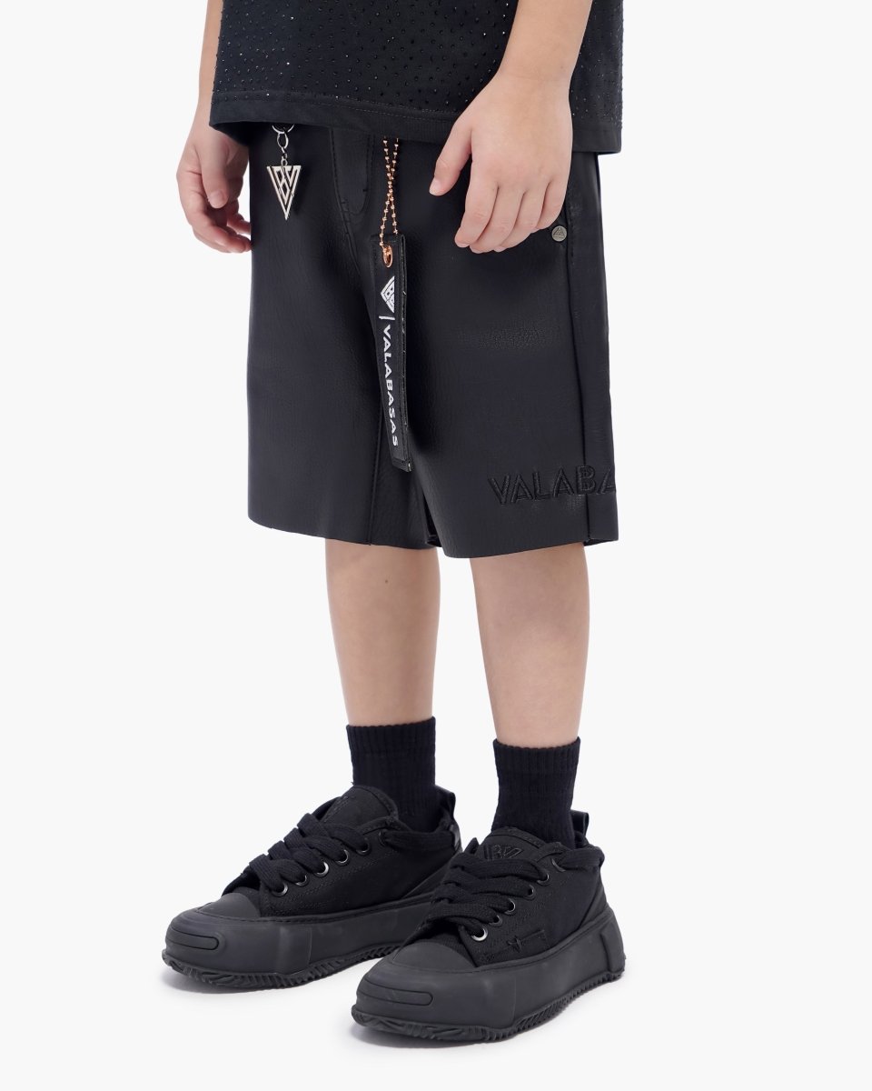 Kids Jr.Shorts Black Leather - Valabasas
