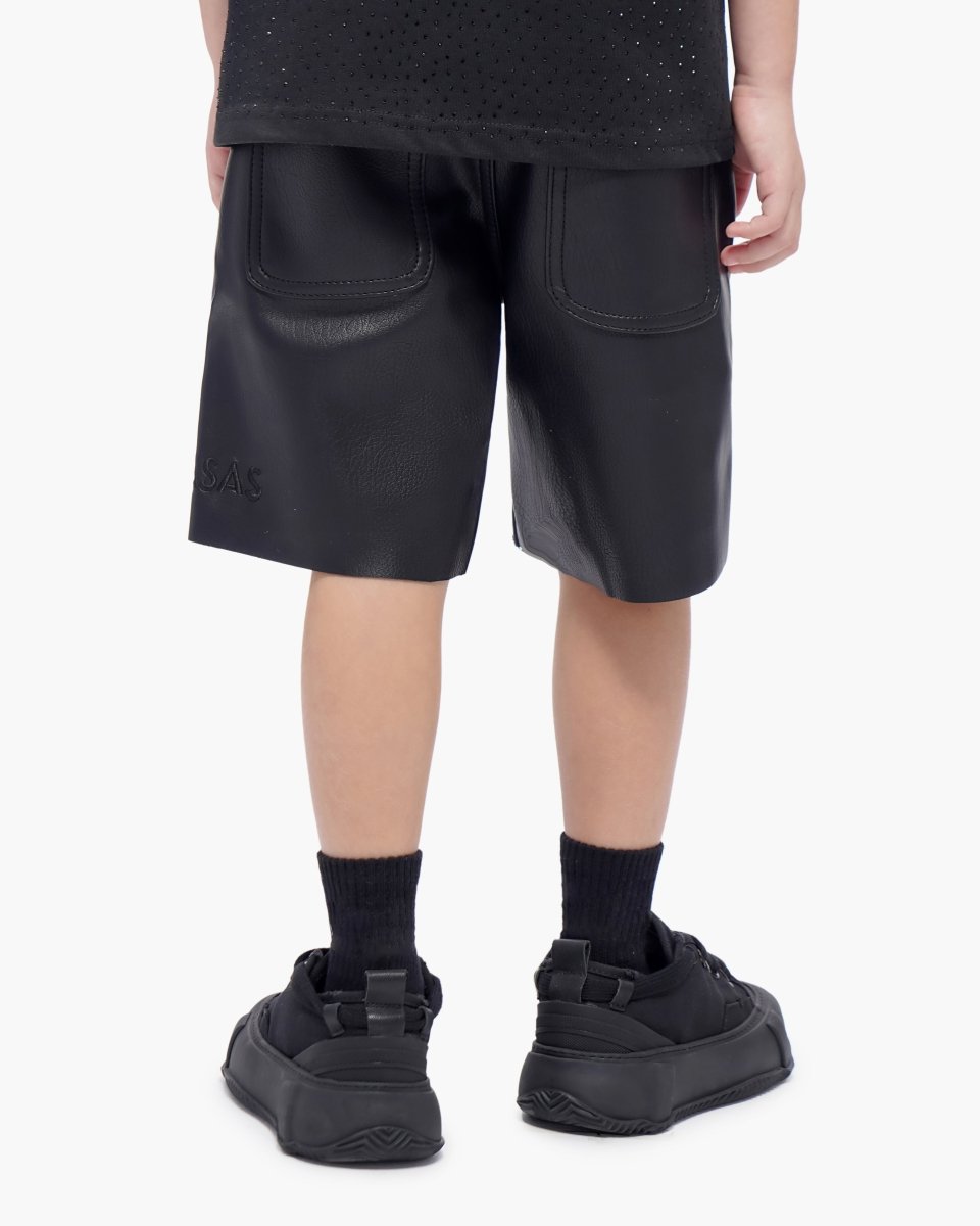 Kids Jr.Shorts Black Leather - Valabasas